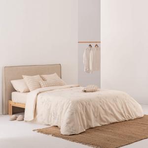 Housse de couette en popeline de coton 300 fils beige 290x2…