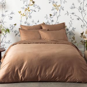 Housse de couette en satin de coton bio marron 140x200