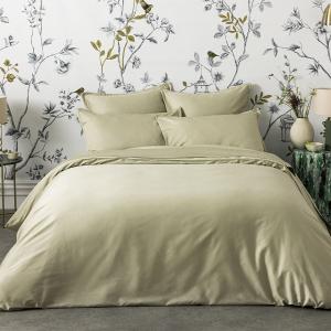 Housse de couette en satin de coton bio vert clair 240x220