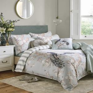 Housse de couette en satin de coton motif paon bleu 200x200…