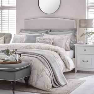 Housse de couette fleur de saule en satin de coton gris 200…