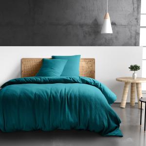 Housse de couette gaze de coton bleu enamel 240x220 cm