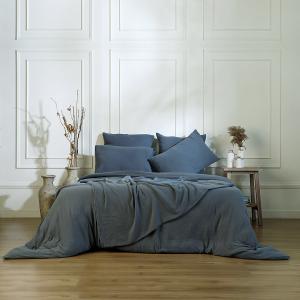 Housse de couette gaze de coton bleu orage 240x220