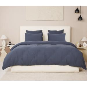 Housse de couette gaze de coton bleu petrole 240x220 cm