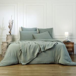 Housse de couette gaze de coton céladon 240x220