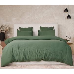 Housse de couette gaze de coton vert cèdre 260x240 cm