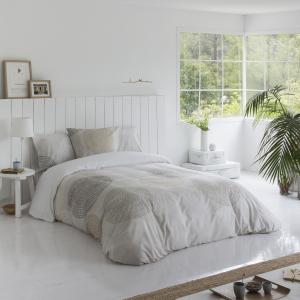 Housse de couette imprimé en percale Coton Beige 140x200 cm