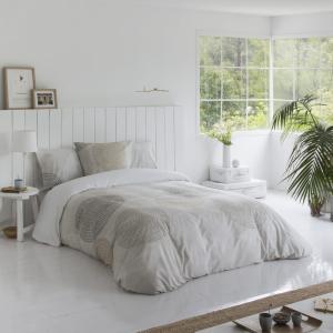Housse de couette imprimé en percale Coton Beige 150x220 cm