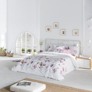Housse de couette imprimé floral en percale Coton Blanc 140…