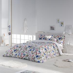 Housse de couette imprimé floral en percale Coton Bleu 150x…