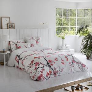 Housse de couette imprimé floral en percale Coton Rouge 140…