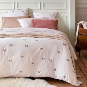 Housse de couette imprimée en percale de coton rose 200x200