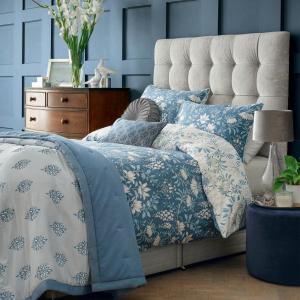 Housse de couette jardin fleuri en satin de coton bleu 200x…
