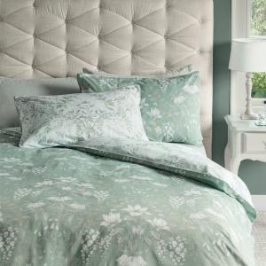 Housse de couette jardin fleuri en satin de coton vert 200x…