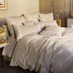 Housse de couette lavé percale de coton beige 260x240 cm