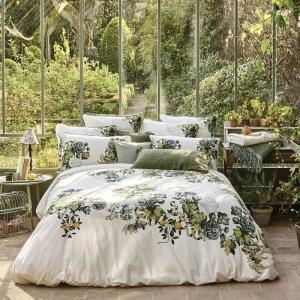 Housse de couette lavé percale de coton vert 200x200 cm
