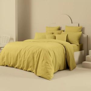 Housse de couette  lin & coton jaune 260x240 cm