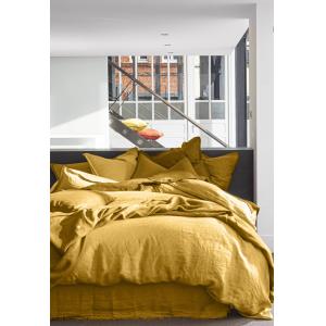 Housse de couette lin lavé jaune 240x260 cm
