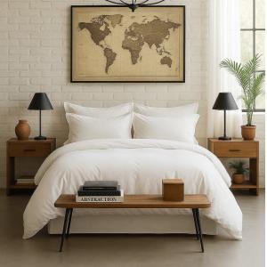 Housse de couette percale coton blanc nuage 260x240 cm