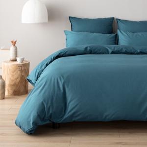 Housse de couette percale coton bleu 140x200