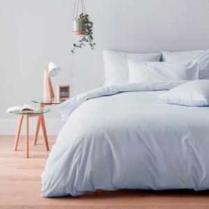 Housse de couette percale coton lavée bleu 200x200