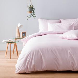 Housse de couette percale coton lavée rose 140x200