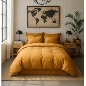 Housse de couette percale coton safran 260x240 cm