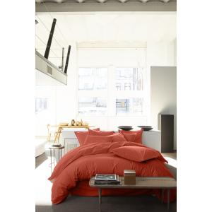 Housse de couette percale coton terre de sienne 260x240 cm