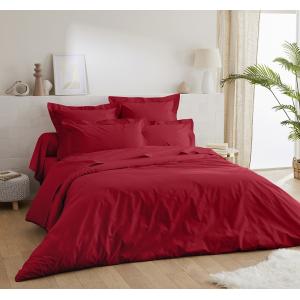 Housse de couette percale de coton 80 fils 140x200 bordeaux