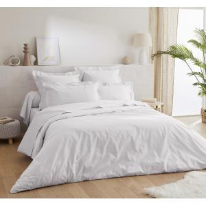 Housse de couette percale de coton 80 fils 220x240 blanc