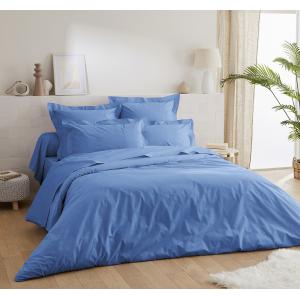 Housse de couette percale de coton 80 fils  pervenche 220x2…