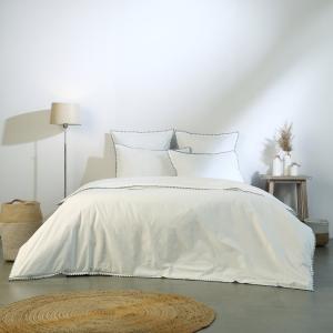 Housse de couette percale de coton blanc & denim 240x220