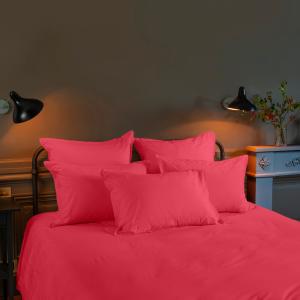 Housse de couette percale de coton uni rouge 140 x 200 cm