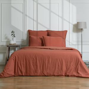 Housse de couette percale rouge toscane 240x220