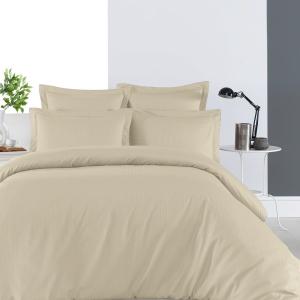 Housse de couette rayée réversible en satin Ficelle 200x200…