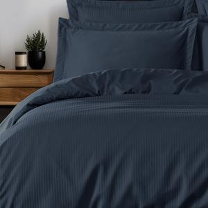 Housse de couette rayée réversible en satin Marine 140x200…