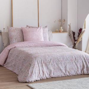 Housse de couette réversible en coton 140x200 cm rose