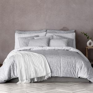 Housse de couette réversible en coton 220x220 cm gris