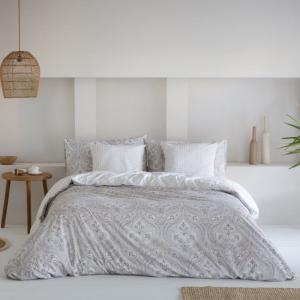 Housse de couette réversible en coton beige 260x240 cm