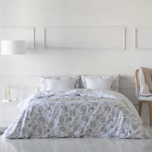 Housse de couette réversible en coton gris 220x220 cm