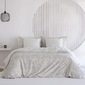 Housse de couette réversible en coton vert 220x220 cm