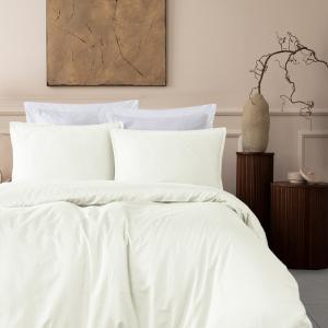 Housse de couette satin coton-tencel 200 fils ecru 240x220…