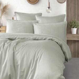 Housse de couette satin coton-tencel 200 fils gris perle 14…