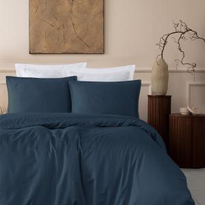 Housse de couette satin coton-tencel 200 fils marine 200x20…