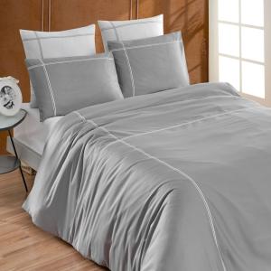 Housse de couette satin de coton 120 fils  gris acier 200x2…