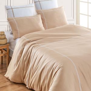 Housse de couette satin de coton 120 fils  moka 260x240 cm