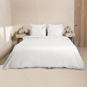 Housse de couette satin de coton blanc 200x200