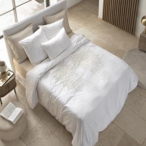 Housse de couette satin de coton brodé blanc 240 x 220 cm