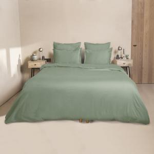 Housse de couette satin de coton vert pistache 240x220