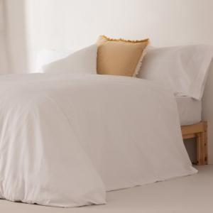Housse de couette uni 100% coton blanc 220x220 cm   2 taie…